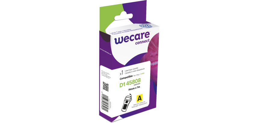 Consommable étiqueteuse WECARE - standard - Noir/Jaune - pour DYMO 45808