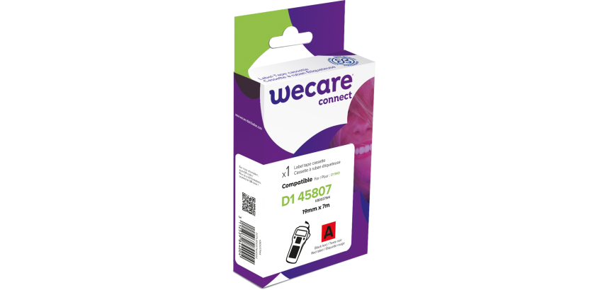 Consommable étiqueteuse WECARE - standard - Noir/Rouge - pour DYMO 45807
