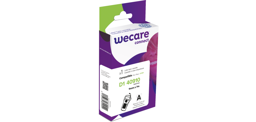 Consommable étiqueteuse WECARE - standard - Noir/Transp. - pour DYMO S0720670