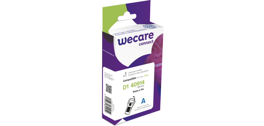 Consommable étiqueteuse WECARE - standard - Bleu/Blanc - pour DYMO 40914