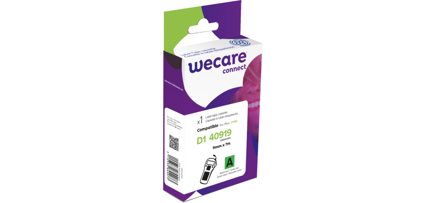 Consommable étiqueteuse WECARE - standard - Noir/Vert - pour DYMO 40919