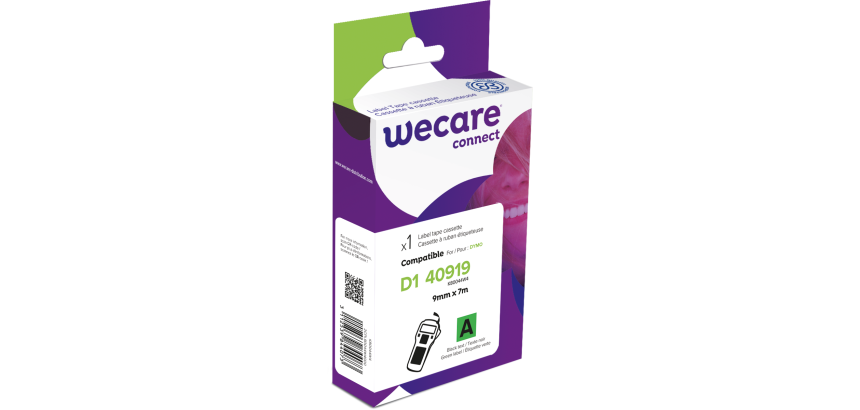 Consommable étiqueteuse WECARE - standard - Noir/Vert - pour DYMO 40919
