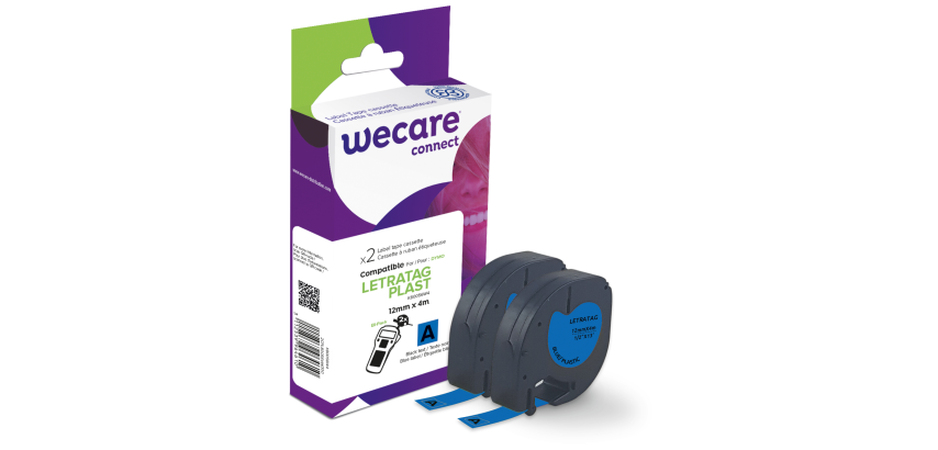 Consumible para etiquetadora WECARE - estándar - Negro/Azul - para DYMO 91205