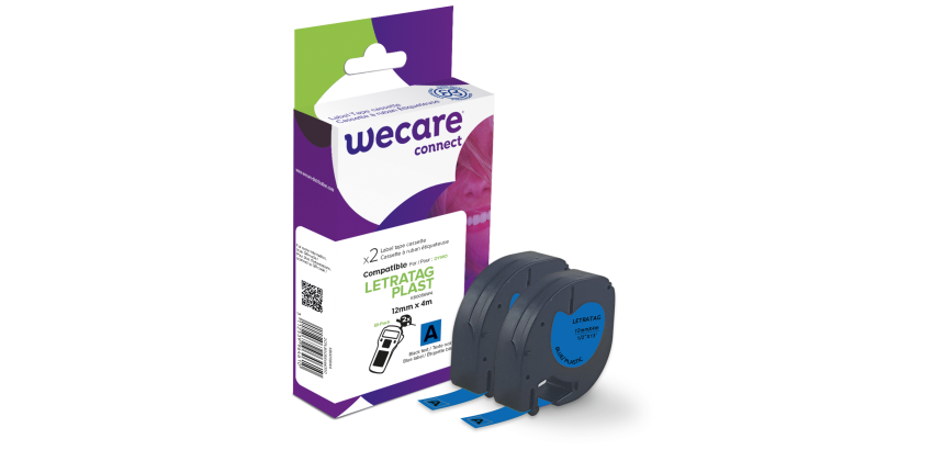 Consumible etiquetadora WECARE - estándar - Negro/Azul - para DYMO 91221