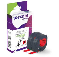 Consumible etiquetadora WECARE - estándar - Negro/Rojo - para DYMO 91203