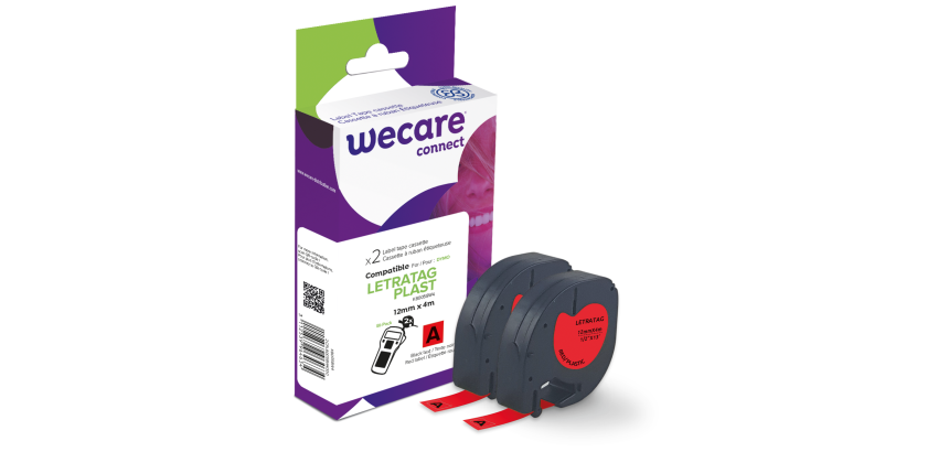Consumible etiquetadora WECARE - estándar - Negro/Rojo - para DYMO 91203