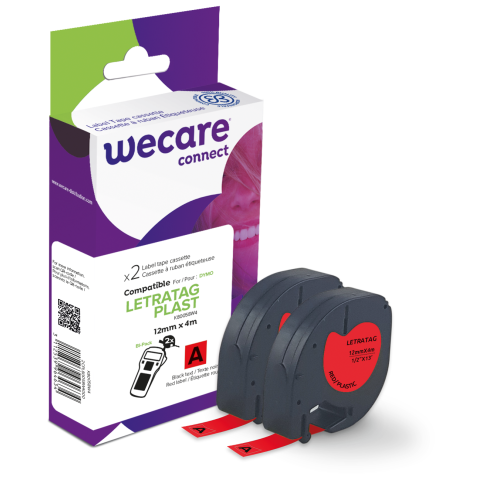 Consumible etiquetadora WECARE - estándar - Negro/Rojo - para DYMO 91203