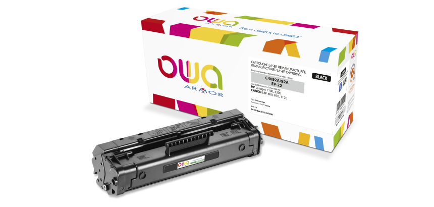 Toner remanufacturé OWA - standard - Noir - pour HP 92A, CANON EP-22