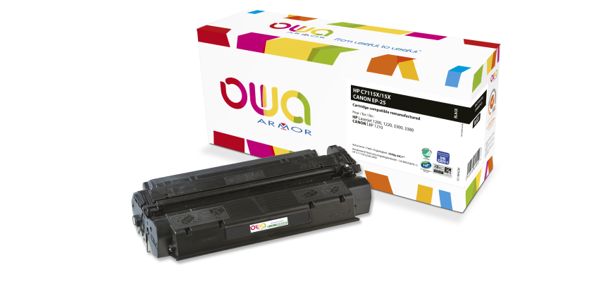Toner remanufacturé OWA - haute capacité - Noir - pour HP C7115X, CANON EP-25