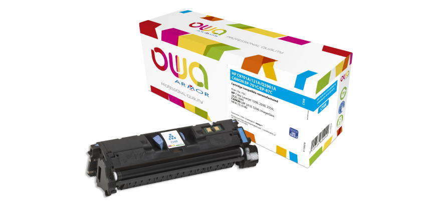 Toner remanufacturé OWA - standard - pour HP C9701A, Q3961A, CANON 701C, EP-87C