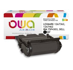 Toner remanufacturé OWA - haute capacité - Noir - pour LEXMARK 12A7362, 12A7462, IBM 75P4303, DELL 595-10002