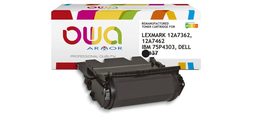 Toner remanufacturé OWA - haute capacité - Noir - pour LEXMARK 12A7362, 12A7462, IBM 75P4303, DELL 595-10002