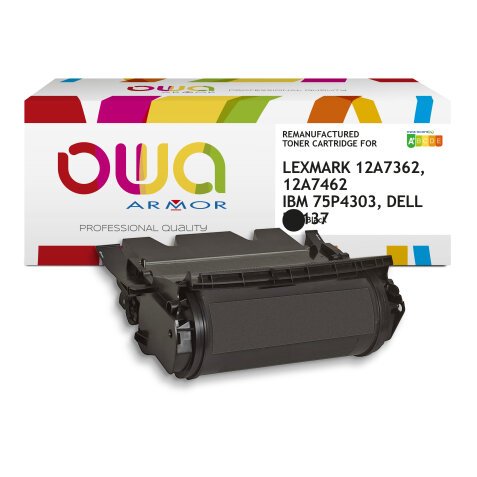Toner remanufacturé OWA - haute capacité - Noir - pour LEXMARK 12A7362, 12A7462, IBM 75P4303, DELL R0137