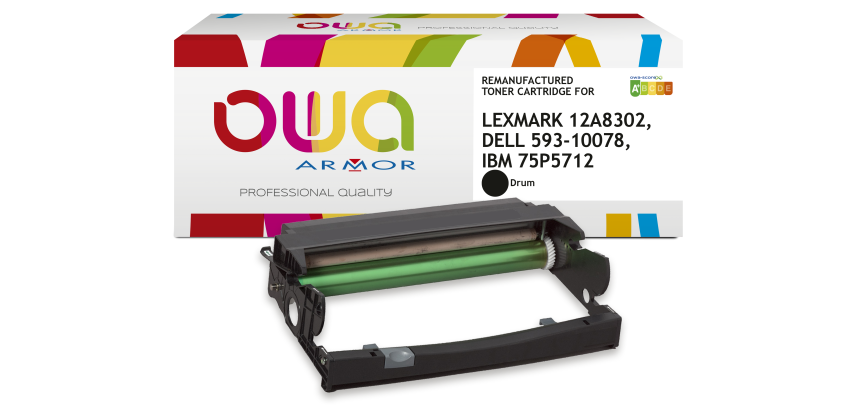 Tambour remanufacturé OWA - haute capacité - Noir - pour LEXMARK 12A8302, DELL 593-10078, IBM 75P5712