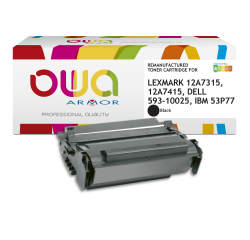 EN_Toner remanufacturé OWA - haute capacité - Noir - pour LEXMARK 12A7315, 12A7415, DELL 593-10025, IBM 53P77
