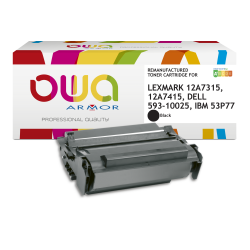 Toner remanufacturé OWA - haute capacité - Noir - pour LEXMARK 12A7315, 12A7415, DELL 593-10025, IBM 53P77