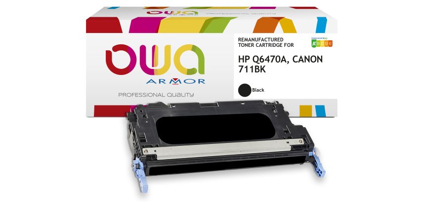 Toner remanufacturé OWA - standard - Noir - pour HP Q6470A, CANON 711BK