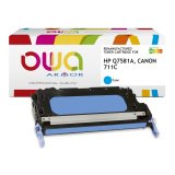 Toner remanufacturé OWA - standard - pour HP Q7581A, CANON 711C