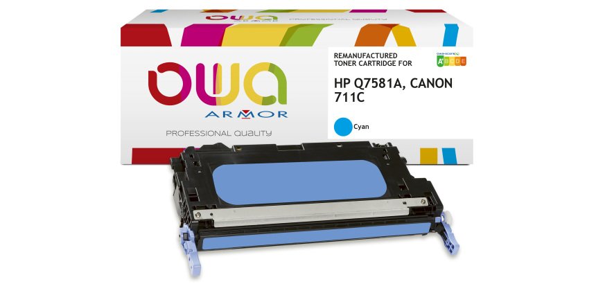 Toner remanufacturé OWA - standard - pour HP Q7581A, CANON 711C