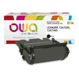 Toner remanufacturé OWA - standard - Noir - pour LEXMARK 12A7365, 12A7465