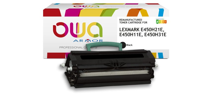 Toner remanufacturé OWA - haute capacité - Noir - pour LEXMARK E450H21E, E450H11E, E450H31E