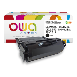 EN_Toner remanufacturé OWA - haute capacité - Noir - pour LEXMARK T650H21E, DELL 593-11046, IBM 39V2511, TOSHIBA 6B000000475