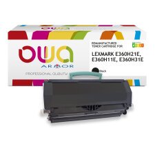 Toner remanufacturé OWA - haute capacité - Noir - pour LEXMARK E360H21E, E360H11E, E360H31E