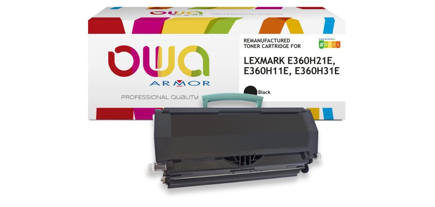 Toner remanufacturé OWA - haute capacité - Noir - pour LEXMARK E360H21E, E360H11E, E360H31E