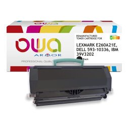 EN_Toner remanufacturé OWA - standard - Noir - pour LEXMARK E260A21E, DELL 593-10336, IBM 39V3202, 39V3713, OLIVETTI B0960