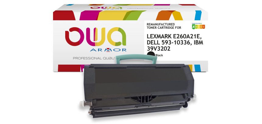 Toner remanufacturé OWA - standard - Noir - pour LEXMARK E260A21E, DELL 593-10336, IBM 39V3202, 39V3713, OLIVETTI B0960