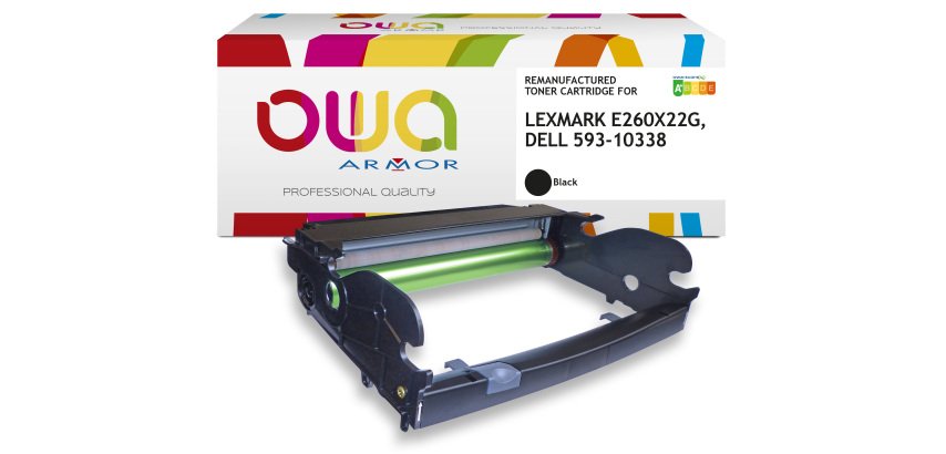 Tambour remanufacturé OWA - standard - Noir - pour LEXMARK E260X22G, DELL 593-10338