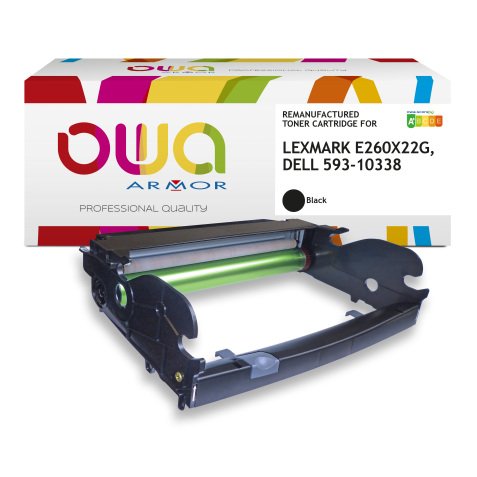 Tambour remanufacturé OWA - standard - Noir - pour LEXMARK E260X22G, DELL 593-10338