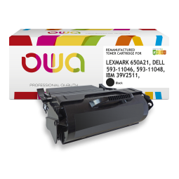 EN_Toner remanufacturé OWA - standard - Noir - pour LEXMARK T650A21E, T650A11E, X651A21E, X651A11E, DELL 593-11046, 593-11048, IBM 39V2511, 