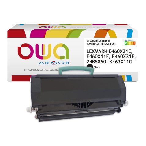 Toner remanufacturé OWA - haute capacité - Noir - pour LEXMARK E460X21E, E460X11E, E460X31E, 24B5850, X463X11G, X463X21G, X463X31G, DELL 593-10500, 593-10501, 593-10840, 593-10841, 593-10838, 593-10839, IBM 39V3202, 39V3203, 39V3204, 39V3206, OLIVETTI B0964