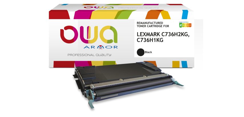 Toner remanufacturé OWA - haute capacité - Noir - pour LEXMARK C736H2KG, C736H1KG