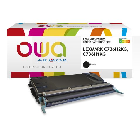 Toner remanufacturé OWA - haute capacité - Noir - pour LEXMARK C736H2KG, C736H1KG