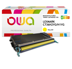 Toner remanufacturé OWA - haute capacité - Jaune - pour LEXMARK C736H2YG, C736H1YG