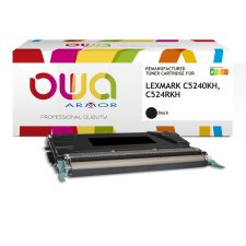 Toner remanufacturé OWA - haute capacité - Noir - pour LEXMARK C5240KH, C524RKH