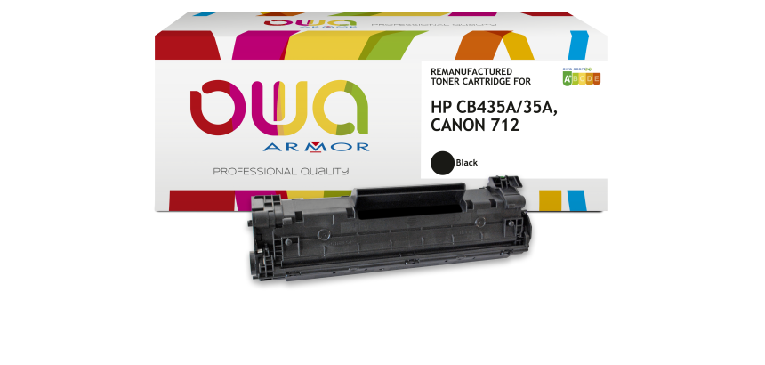 Toner remanufacturé OWA - très très haute capacité - Noir - pour HP CB435A, CANON 712