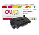 Toner remanufacturé OWA - standard - Noir - pour HP CE255A, CANON 724