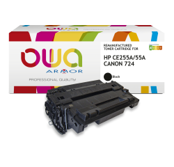 Toner remanufacturé OWA - standard - Noir - pour HP CE255A, CANON 724