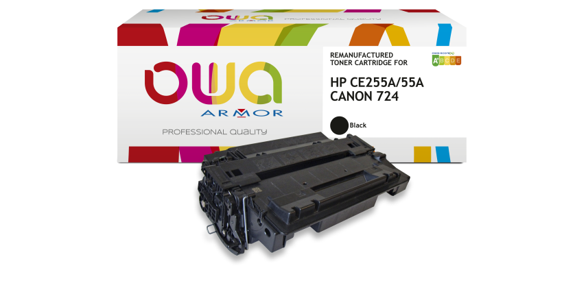 Toner remanufacturé OWA - standard - Noir - pour HP CE255A, CANON 724