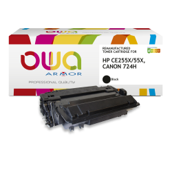 Toner remanufacturé OWA - haute capacité - Noir - pour HP CE255X, CANON 724H