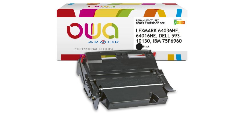 Toner remanufacturé OWA - très très haute capacité - Noir - pour LEXMARK 64036HE, 64016HE, DELL 593-10130, IBM 75P6960