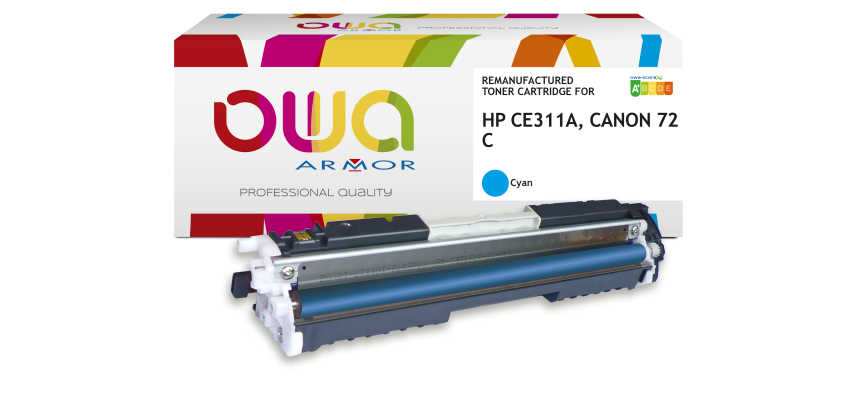 Toner remanufacturé OWA - standard - Cyan - pour HP CE311A, CANON 729 C