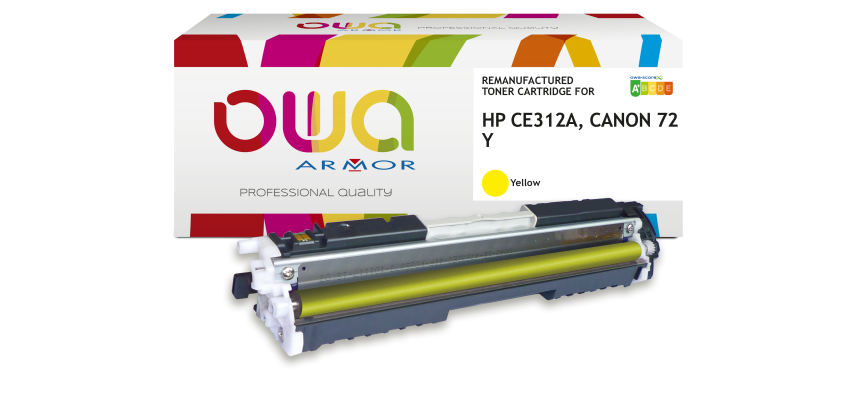 Toner remanufacturé OWA - standard - Jaune - pour HP CE312A, CANON 729 Y