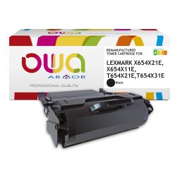 DE_Toner remanufacturé OWA - haute capacité - Noir - pour LEXMARK X654X21E, X654X11E, T654X21E, T654X11E, T654X31E, T650A21E, T650A11E, T650