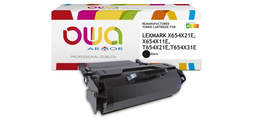 Toner remanufacturé OWA - haute capacité - Noir - pour LEXMARK X654X21E, X654X11E, T654X21E, T654X11E, T654X31E, T650A21E, T650A11E, T650H21E, T650H11E, T650H31E, X651A21E, X651A11E, X651H21E, X651H11E, X651H31E, 24B5870, 24B5875, DELL 593-11046, 593-11048, 593-11049, 593-11050, 593-11051, 593-11052, IBM 39V2511, 39V2514, 39V2513, 39V2515, 39V2967, 39V2968, 39V2969, 39V2971, OKI 52124401, TOSHIBA 6B000000475, 6B000000486