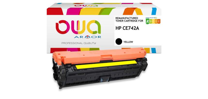 Toner remanufacturé OWA - standard - Jaune - pour HP CE742A