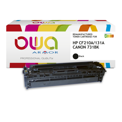 Toner remanufacturé OWA - standard - Noir - pour HP CF210A, CANON 731BK